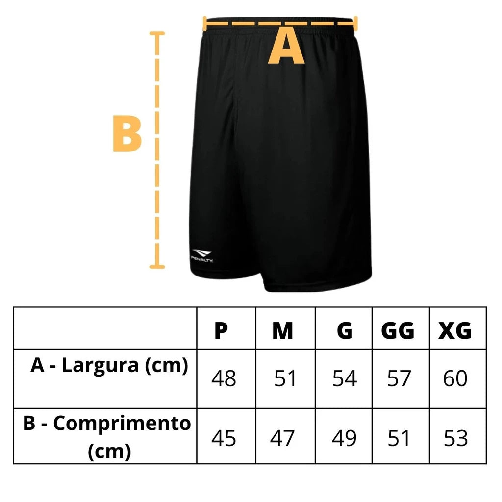 Short Masculino Calção Futebol Academia Penalty Bermuda Liso